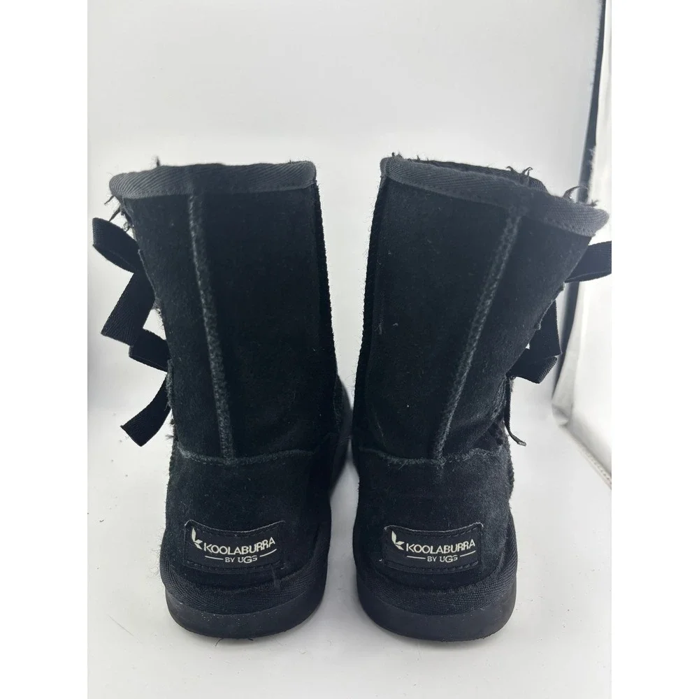 Koolaburra by UGG Victoria Black Suede Bow Short Boots Kids Size 1